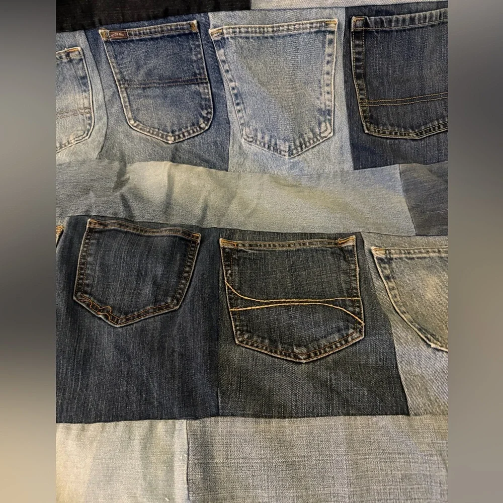Vintage patchwork Upcycled denim and flannel quilt